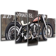 Wandbild - Harley Davidson Motorrad, senas Weinlese-Motorrad, 165 x 62 cm, Holzdruck - XXL formatas - Kunstdruck, ref.26552