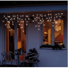 hellum LED pasakų šviesos užuolaida lauke, ištraukiama šviesos užuolaida su lizdu, pagrindinis rinkinys su 3 m maitinimo kabeliu, 1,9 x 0,6 m, 80 šviesos diodų, baltas kabelis, Kalėdų apšvietimas sode, 59 liumenai, šalis 555400