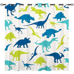 YUANZU Vaikų dinozaurų užuolaidos Berniukai Spalvinga Dino gyvūnai Eyelet užuolaidos su nepermatoma užuolaida Šalčio apsauga Blackout užuolaida Vaikų kambarys Miegamasis Blackout langas Pack of 2 H 160 x W 106 cm