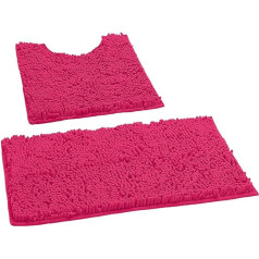 Vonios kilimėlių rinkinys, 2 dalių prabangus Chenille vonios kilimėlių rinkinys, minkštas pliušinis neslystantis vonios kilimas + tualeto kilimėlis, 1 colio mikropluošto šiugždantis kilimas, itin gerai sugeriantis (išlenktas rinkinys, mažas, 