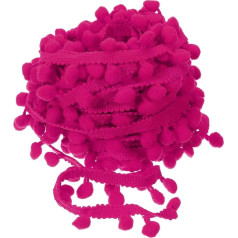 uxcell Fransenborte, 9,1 m, Pompom-Ball, Nähzubehör, Basteln, für Zuhause, Vorhang, Kleidung, Kissen, Dekoration (8 mm, Fuchsia)