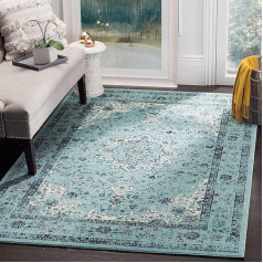 SAFAVIEH Übergangs-Teppich Wohnzimmer, Esszimmer, Schlafzimmer - Evoke Collection, Kurzer Flor, Hellblau und Hellblau, 122 X 183 cm