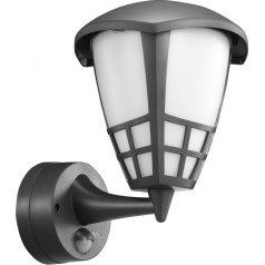 Sieninis šviestuvas 1xE27 su jutikliu, infraraudonųjų spindulių jutiklis, maksimali apkrova 60 W, IP65, pilka spalva, MCE518 GR