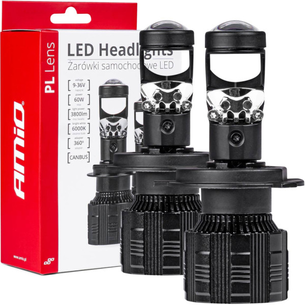 LED automobilių lemputės serija pl lęšis h4/h19 lęšis 6000k canbus -03667