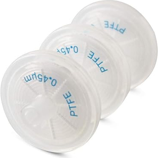 Hidrofobinis PTFE švirkšto filtras 25mm, 100 vnt., PTFE-25mm-0.45μm, PTFE-25mm-0.45µm