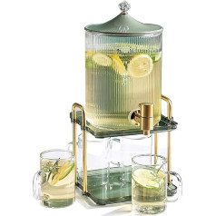 Getränkespender mit Zapfhahn und Ständer, 3,6 l Getränkespender, Wasserbehälter, Despenseror für Milchlimonade, 4 Gläser