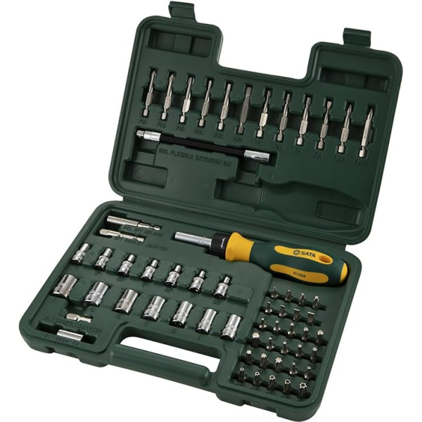 SATA ST09324SJ Galvučių veržliarakčių ir replių rinkinys 60 dalių 1/4 colio / 6,35 mm