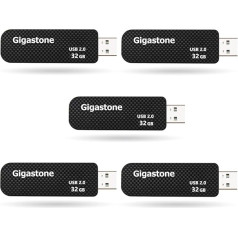 Gigastone V30 USB atmintinė 32 GB, 5 atminties kortelių USB 2.0, skirtų kompiuteriui, stalui, televizoriui ir automobiliui (juoda)