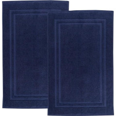 Medvilniniai vonios kilimėliai Viešbučio stiliaus medvilninė juosta 800 gsm frotinis dušo kilimėlis Minkštas ir sugeriantis grindų rankšluostis Twin Set (Navy)