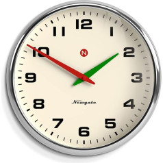 NEWGATE® Superstore sieninis laikrodis - didelis sieninis laikrodis - svetainės laikrodis - biuro laikrodis - apvalus laikrodis - išgaubtas stiklas - dizaino laikrodis - retro laikrodis - arabiški skaitmenys (chromas)
