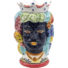 sicilia bedda - SICILIANE Keraminės gervuogių galvutės iš Caltagirone - rankų darbo - aukštis 18 cm (raidės, raudona karūna)
