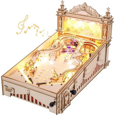 ROBOTIME 3D Puzzle Pinball Pinball Machine Model Kit Wood for Adults, DIY Flipper Construction Kit, Slot Machine Table Game, Wooden Puzzle Dovanos vyrams moterims