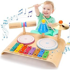 „Sweet time“ vaikiškas būgnų rinkinys, muzikos instrumentai, vaikiškas žaidimų stalas, kūdikių žaislas, muzikinis būgnų rinkinys mažiems vaikams, medinis žaislas, kūdikių muzikinis žaislas, mokomasis žaislas berniukams ir mergaitėms 