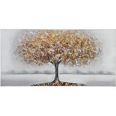 GILDE Didelis paveikslas XXL ant drobės 120 x 60 cm medis ruda pilka aukso spalvos
