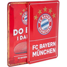 FC Bayern Munich metalinių ženklų rinkinys iš 2 – logotipas ir Dahoam – skardinis ženklas FCB ženklas