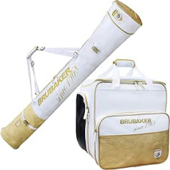 BRUBAKER Combi Set St. Moritz - Slidinėjimo krepšys ir Slidinėjimo batų krepšys 1 porai slidžių + lazdos + batai + šalmas - Baltas auksas - 170 cm