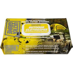 UltraGrime Outdoor XXL biologiškai skaidžios servetėlės 80 storų servetėlių - universalios servetėlės - Valymo servetėlės Sunkios servetėlės - Daugiasluoksnės servetėlės Drėgnos servetėlės Sunkaus rankų valiklis