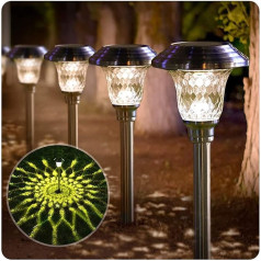 BEAU JARDIN 8 saulės šviesos sodo LED lauko šviesos automatinis įjungimas/išjungimas nerūdijančio plieno sodo saulės žibintai vandeniui atsparūs prožektorių žibintai, skirti terasos privažiavimo keliui denio kiemui vestuvių LED apšvietimo 