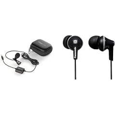 IK Multimedia iRig Mic Lav ir Panasonic RP-HJE125E-K į ausis įdedamos ausinės – trys poros tinkamų dalių, 10–24 000 Hz, 1,1 m laidas, juodas