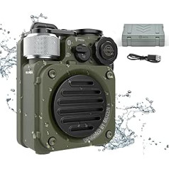 „Muzen“ nešiojamasis „Bluetooth“ garsiakalbis, „Wild Mini Rugged“ kelioninis lauko garsiakalbis, belaidis vandeniui atsparus IPX5 su žibintuvėliu, stereo garsas, metalinis vaizdas, skirtas nuotykiams, stovyklavimui, žygiams