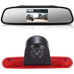 4,3 colio galinio vaizdo veidrodžio monitorius + galinio vaizdo kameros transporteris su 3-iu stabdžių žibintu HD galinio vaizdo kamera, skirta Fiat Doblo 263 furgonui (2010-dabar) / Opel Combo (2011-2018), HD automobilio galinio vaizdo veidrodėlis v
