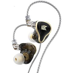 Yinyoo KZ ZAS IEM ausinės, KZ atnaujintos 7BA + 1DD hibridinės tvarkyklės laidinės ausinės ausinėje, HiFi stereo garsą izoliuojančios ausinės su 2 kontaktų nuimamu kabeliu (juodas, be mikrofono)