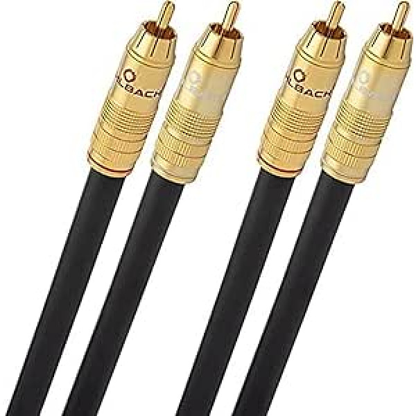 Oehlbach NF 214 Master - Premium stereo audio cinch kabelių komplektas (daugelis ekranavimas, sidabruotas varis), spalva: antracitas, ilgis: 1,00 m