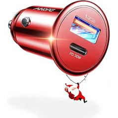 AINOPE USB C, 48 W PD&QC 3.0 Automobilinis įkroviklis USB C, 12 V greitas metalinis automobilinis įkroviklis USB C adapteris Automobilis suderinamas su iPhone 14 Pro Max, iPad, Samsung S23/22, Xiaomi, Oppo (raudona)