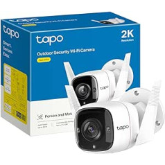 TP-Link Tapo 2K lauko apsaugos kamera, judesio aptikimas, IP66 atsparus oro sąlygoms, įmontuota sirena, 2 krypčių garsas, 3 MP, naktinis matymas, debesies ir SD kortelių saugykla, veikia su Alexa ir Google Home (Tapo C310)