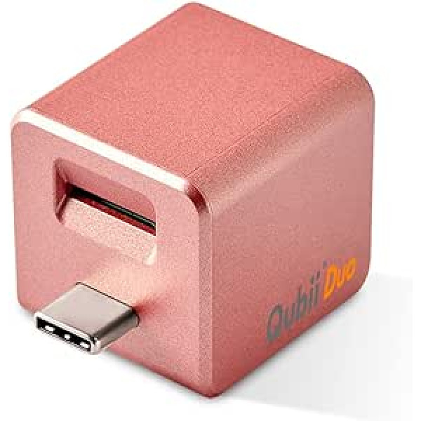 „MAKTAR Qubii Duo“ USB-C atmintinė, automatinis atsarginis kopijavimas įkraunant, „MFi“ sertifikuota „Photo Stick“, suderinama su „iPhone“ / „iPad“ / „Android“ (be „MicroSD“ kortelės, „Rose Gold“)