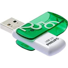 „Philips“ USB atmintinė 256 GB atmintis USB 3.0 „Flash Drive Vivid Edition“ su pasukamu jungtimi, skirta asmeniniam kompiuteriui, nešiojamam kompiuteriui, kompiuterio duomenų saugykla Nuskaito iki 100 MB/s, juoda
