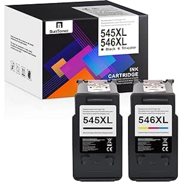 BunToner PG-545 546 XL Suderinamas su Canon spausdintuvų kasetėmis 545 546 XL Multipack, skirtas Canon Pixma MX495 TR4550 MG3650 kasetėms, skirtoms Canon TR4551 TS3150 spausdintuvų kasetėms (juodos, spalvotos)