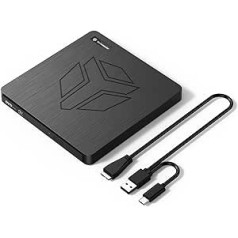 Yottamaster Blu Ray Disk Drive 3D, USB 3.0 Type C BD Bluray DVD įrašymo įrenginys, rašytuvas 25 GB talpa 1920 x 1080 skyra, palaikomas M diskas [Yottamaster-P-CD07-BK]