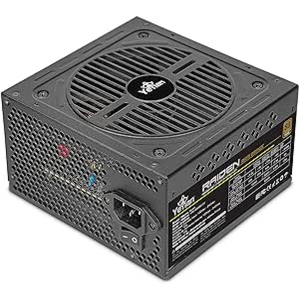 YEYIAN Raiden 650W maitinimo šaltinis nemodulinis kompiuteris 80+ bronzinis PCIE 6+2 ATX 12V versija 2.0 80 plius bronzinis plokščias kabelis, ventiliatorius 120 mm kompiuteriui, suderinamas su Nvidia AMD (juodas)