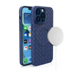 Pintas dėklas iPhone 14 su MagSafe Woven Case, tamsiai mėlynas