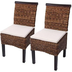 Mendler 2 valgomojo kėdžių rinkinys iš vytelių M45 Banana Wicker Dark su pagalvėle
