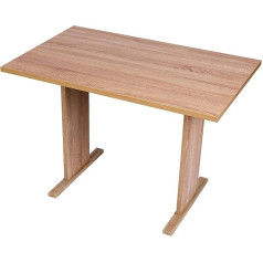 Kundler Home Stalas, valgomojo arba virtuvės stalas, 110 x 70 x 75 cm, su ąžuolo masyvo grindjuoste, idealiai tinka kaip valgomojo stalas, lengvai surenkamas, stilingas ąžuolo 