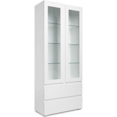 Newfurn Nikita.fourtyfour Šiuolaikinė medinė vitrina II 80 x 191 x 40 cm (plotis x aukštis x gylis) II, balta/balta Svetainė Miegamasis Valgomasis Prieškambaris Prieškambaris