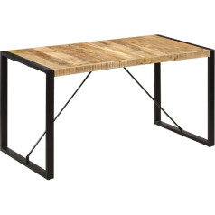 Cikonielf Stačiakampio formos pramoninis valgomojo stalas iš medžio masyvo 140 x 70 x 75 cm Virtuvės stalas stačiakampio formos su metalinėmis kojomis