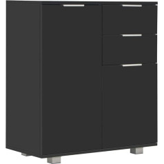 Vidaxl Komoda su 2 stalčiais 2 durelėmis Komoda šoninė spintelė Stovinti spintelė Universali spintelė Blizgi juoda 71 x 35 x 80 cm Medienos medžiaga