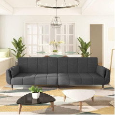 Hommdiy Sofa lova 2-vietė su 2 pagalvėlėmis Sofa su miego funkcija Velvet tinkama svetainei Miegamojo pagalvė Tamsiai pilka