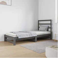 LAPOOH Išskleidžiama dieninė lova, sofa lova, sofa su miegojimo funkcija, sofa lova, sofa lova, dieninė lova, sofa lova, sofa lova, sofa lova, jaunimo lova, pilka 2X(90x190) cm pušies masyvo -at