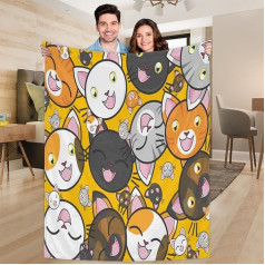Ririx Mielos antklodės su katės galva, skirtos lovai, sofai, sofai, kėdei, stovyklavimui ir kelionėms, lengvos, didelės (203,4 x 152,4 cm)