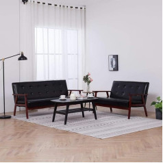 Zeyuan 2 dalių sofos komplektas, sofa lova, sofa lova, sofa su miego funkcija, sofa lova, sofos ir sofos, relaksacinė sofa, juoda dirbtinė oda