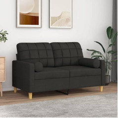 ZEYUAN 2 vietų sofa su dekoratyvinėmis pagalvėlėmis juoda 120 cm audinys, sofos ir kušetės, sofa svetainė, sofa jaunimo kambarys, poilsio sofa, miegamojo sofa, minkšta sofa 3200778