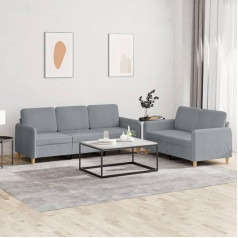 CIADAZ 2-PLG. Sofos komplektas su pagalvėlėmis, šviesiai pilkas audinys, poilsio sofa, sofos ir kušetės, poilsio sofa, svetainės sofa, sofa su miegojimo funkcija - 3202118