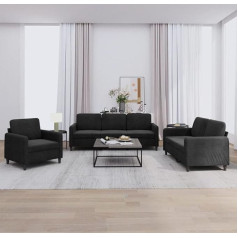 CIADAZ 3-PLG. Sofos komplektas, juodas aksomas, poilsio sofa, sofos ir kušetės, poilsio sofa, svetainės sofa, sofa su miegojimo funkcija - 3201939