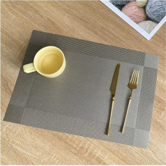 Bangha Padėkliukas 2 vienetai PVC padėkliukas plaunamas Padėkliukai Valgomojo stalo imitacijos lininis kilimėlis Neslystantis padėkliukų rinkinys Puodelis Padėkliukas Virtuvės reikmenys Padėkliukas nuvalomas (Spalva: 006, Dydis: 45 cm X 30 cm)