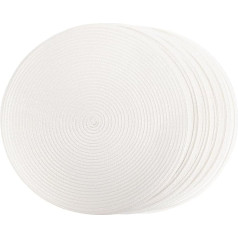 Imikeya 6 plaunamų apvalių kilimėlių rinkinys Vestuvių dekoracijos ceremonijai Stalo indų pagalvėlė Rustic Round Place Mats and Coasters in Set of 6 Woven Mat White PP Coffee