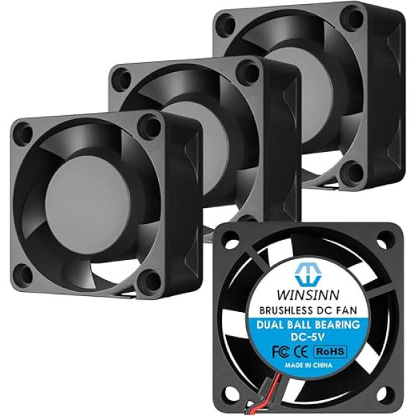 WINSINN 40 mm ventiliatorius 5V, 3D spausdintuvo mikro 5 V ventiliatorius 4020 su dvigubu rutuliniu guoliu, bešepetėlinis aušinimas 40 mm x 20 mm 2PIN (4 vnt.)